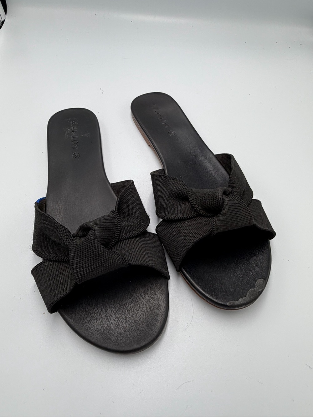 Rothy's Black Bow Slide Sandals
